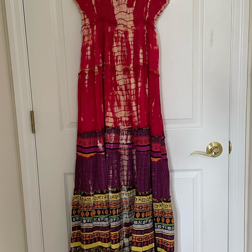 Red and Gold Sleeveless Maxi Sundress